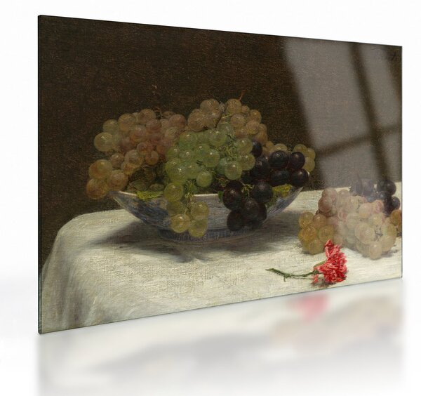 Staklena slika - Henri Fantin-Latour, Still Life with Grapes and a Carnation, reprodukcije (70x50 cm)