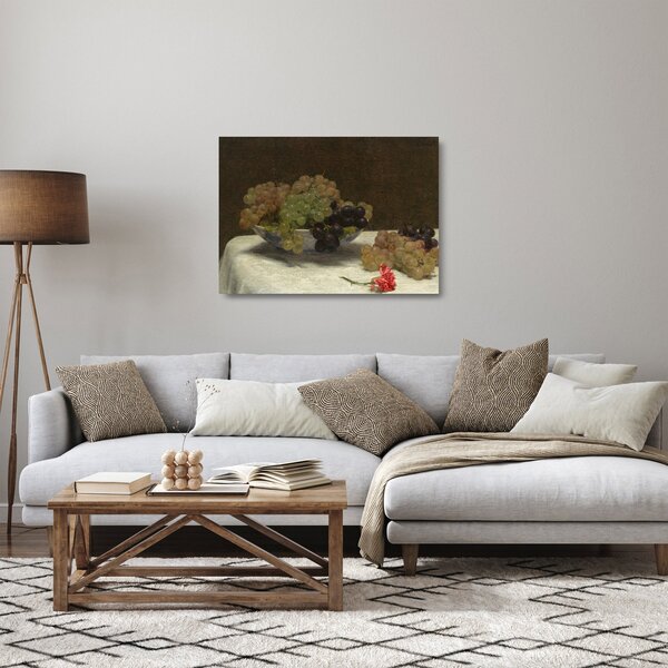 Staklena slika - Henri Fantin-Latour, Still Life with Grapes and a Carnation, reprodukcije (70x50 cm)