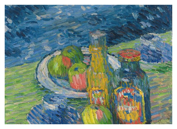 Staklena slika - Alexej von Jawlensky, Still Life with Bottles and Fruit, reprodukcije (70x50 cm)