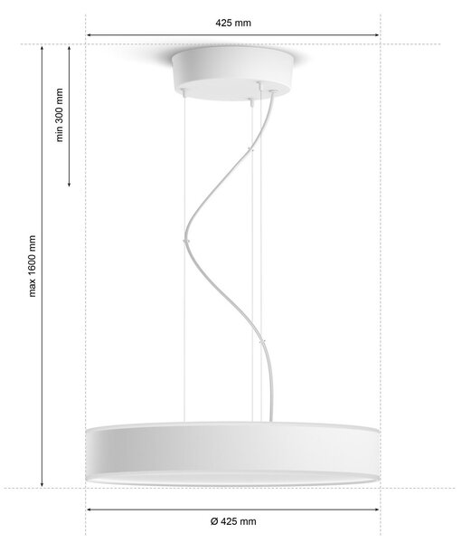 Viseće Svjetiljka Philips Hue, Philips Hue, prigušiv, Bijela, Dnevna soba, Metal, Moderan
