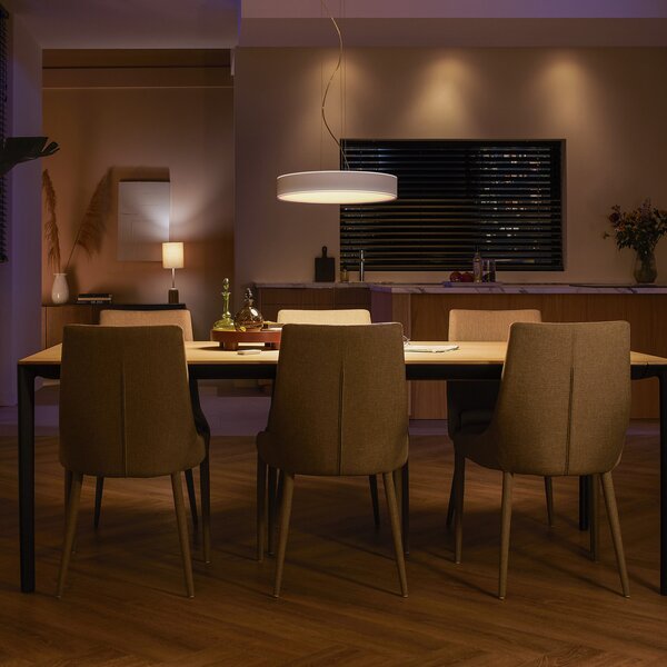 Viseće Svjetiljka Philips Hue, Philips Hue, prigušiv, Bijela, Dnevna soba, Metal, Moderan