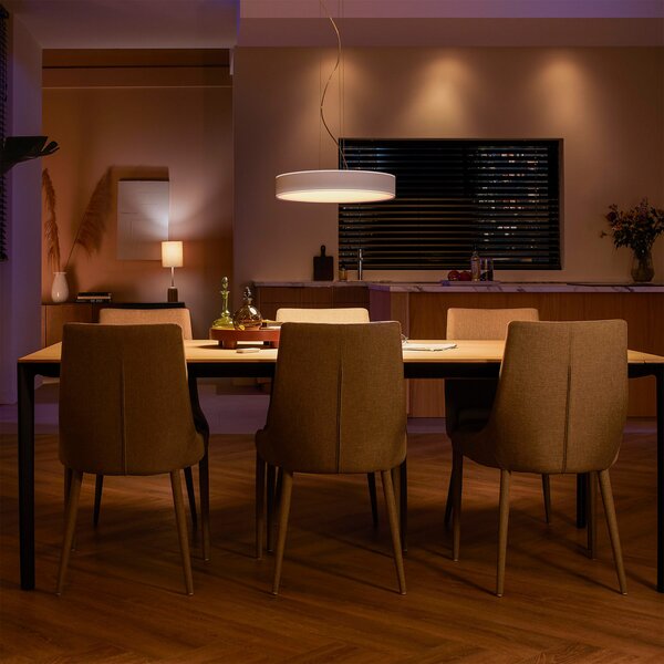 Viseće Svjetiljka Philips Hue, Philips Hue, prigušiv, Bijela, Dnevna soba, Metal, Moderan