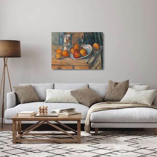 Staklena slika - Paul Cézanne, Still Life with Milk Jug and Fruit, reprodukcije (70x50 cm)