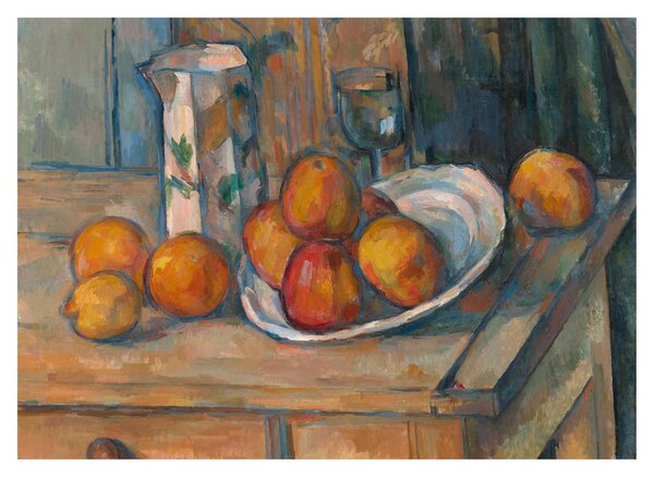 Staklena slika - Paul Cézanne, Still Life with Milk Jug and Fruit, reprodukcije (70x50 cm)