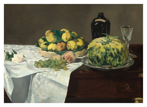 Staklena slika - Edouard Manet, Still Life with Melon and Peaches, reprodukcije (70x50 cm)