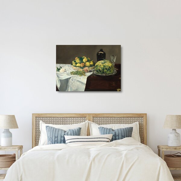 Staklena slika - Edouard Manet, Still Life with Melon and Peaches, reprodukcije (70x50 cm)