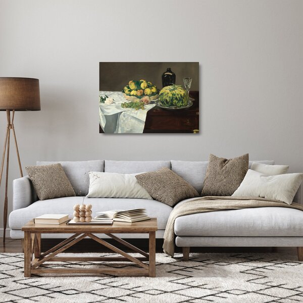 Staklena slika - Edouard Manet, Still Life with Melon and Peaches, reprodukcije (70x50 cm)