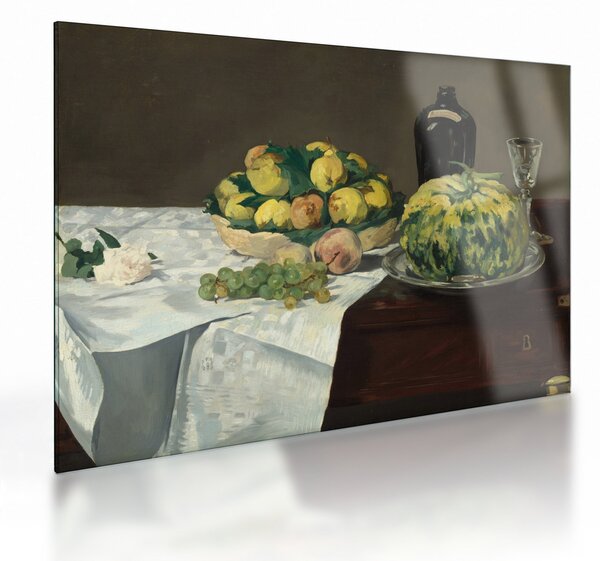 Staklena slika - Edouard Manet, Still Life with Melon and Peaches, reprodukcije (70x50 cm)