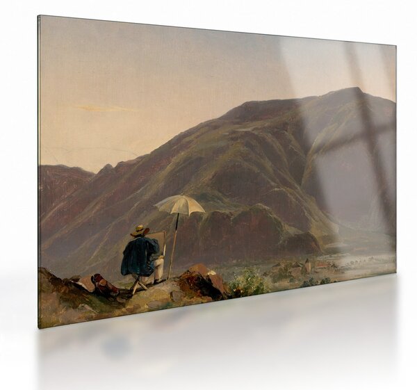 Staklena slika - Jules Coignet, View of Bozen with a Painter, reprodukcije (70x50 cm)