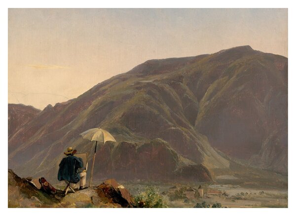 Staklena slika - Jules Coignet, View of Bozen with a Painter, reprodukcije (70x50 cm)