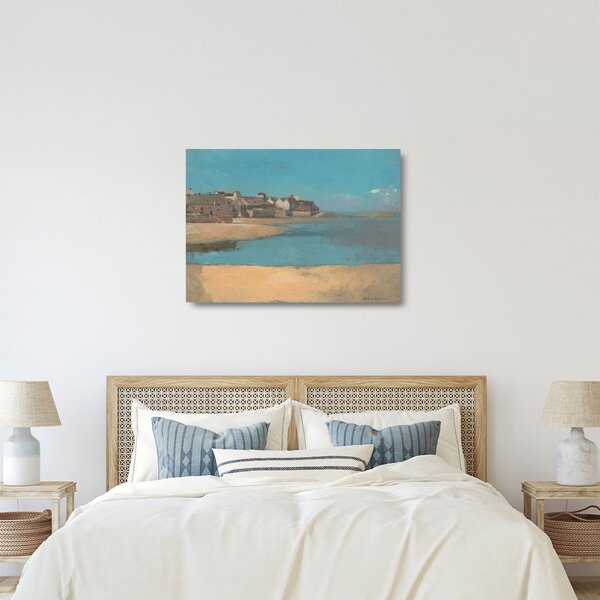 Staklena slika - Odilon Redon, Village by the Sea in Brittany, reprodukcije (70x50 cm)