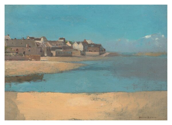 Staklena slika - Odilon Redon, Village by the Sea in Brittany, reprodukcije (70x50 cm)