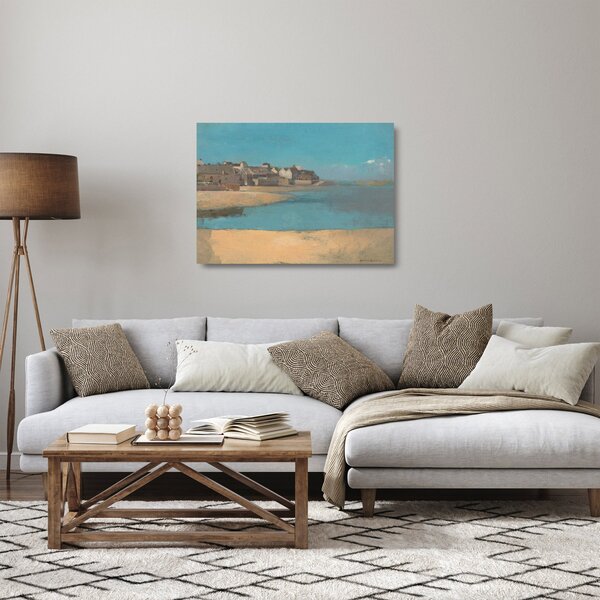 Staklena slika - Odilon Redon, Village by the Sea in Brittany, reprodukcije (70x50 cm)