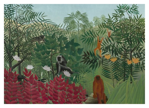 Staklena slika - Henri Rousseau, Tropical Forest with Monkeys, reprodukcije (70x50 cm)