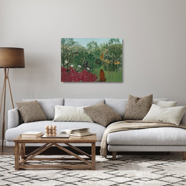 Staklena slika - Henri Rousseau, Tropical Forest with Monkeys, reprodukcije (70x50 cm)
