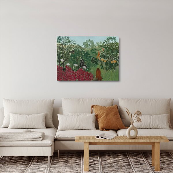 Staklena slika - Henri Rousseau, Tropical Forest with Monkeys, reprodukcije (70x50 cm)