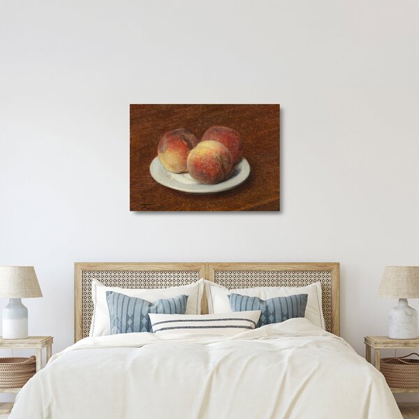 Staklena slika - Henri Fantin-Latour, Three Peaches on a Plate, reprodukcije (70x50 cm)