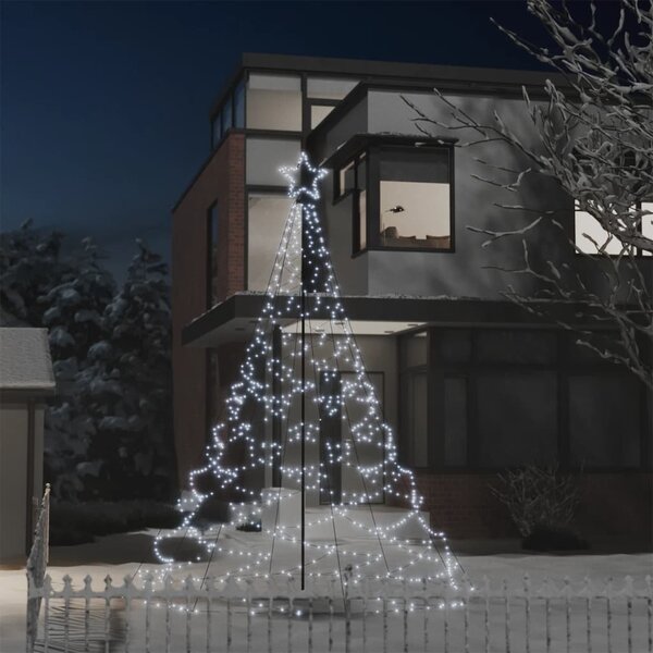 VidaXL Božićno drvce s metalnim stupom i 500 LED žarulja bijelo 3 m