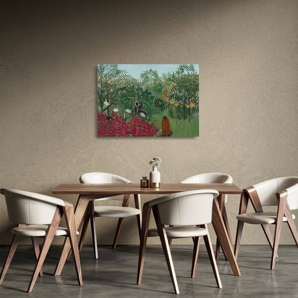 Staklena slika - Henri Rousseau, Tropical Forest with Monkeys, reprodukcije (70x50 cm)