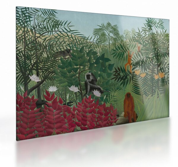 Staklena slika - Henri Rousseau, Tropical Forest with Monkeys, reprodukcije (70x50 cm)
