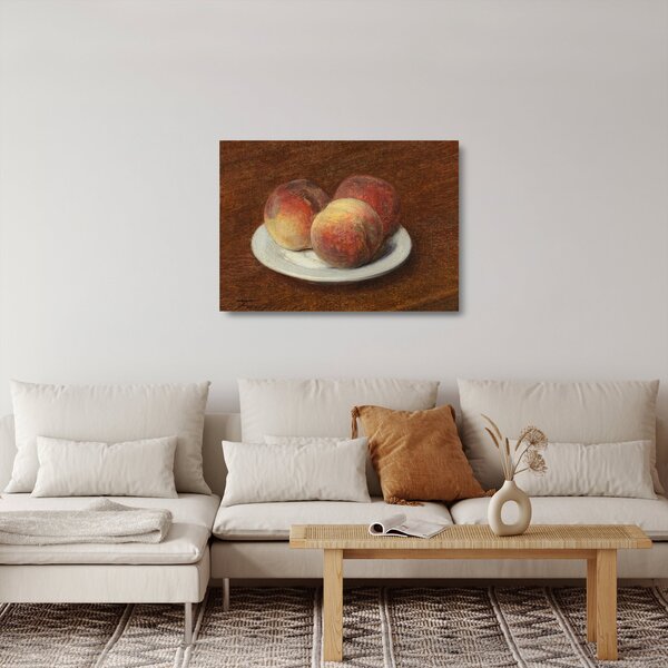 Staklena slika - Henri Fantin-Latour, Three Peaches on a Plate, reprodukcije (70x50 cm)
