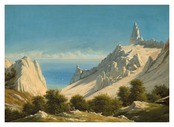 Staklena slika - Georg Emil Libert, View of Sommerspiret, the Cliffs of Møn, reprodukcije (70x50 cm)