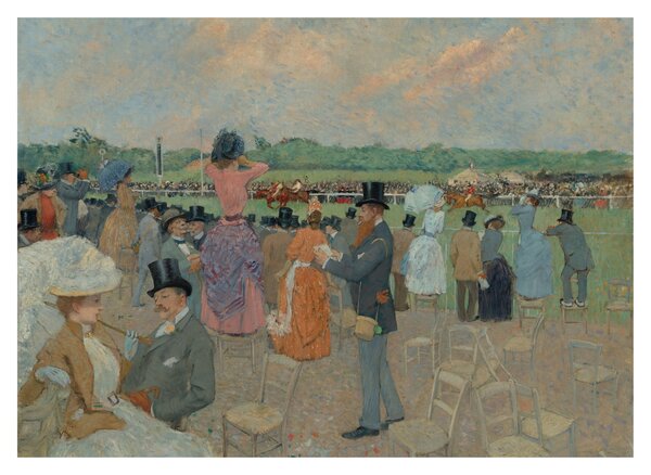 Staklena slika - Jean-Louis Forain, The Races at Longchamp, reprodukcije (70x50 cm)
