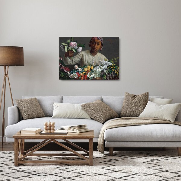 Staklena slika - Frédéric Bazille, Young Woman with Peonies, reprodukcije (70x50 cm)
