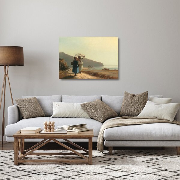 Staklena slika - Camille Pissarro, Two Women Chatting by the Sea, St. Thomas, reprodukcije (70x50 cm)