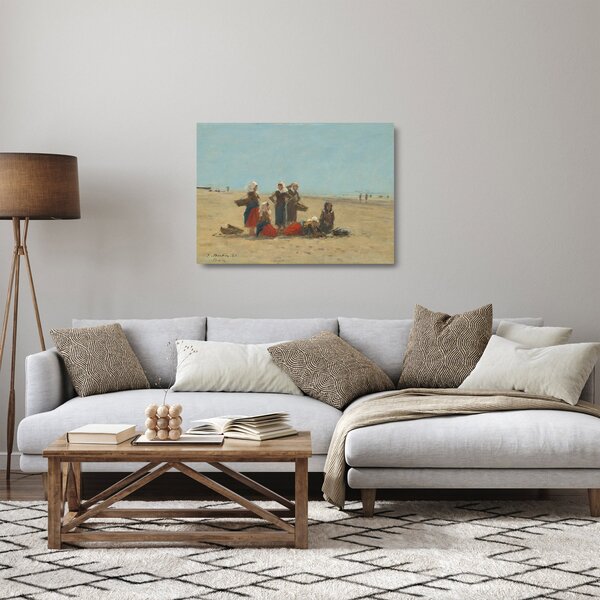 Staklena slika - Eugène Boudin, Women on the Beach at Berck, reprodukcije (70x50 cm)