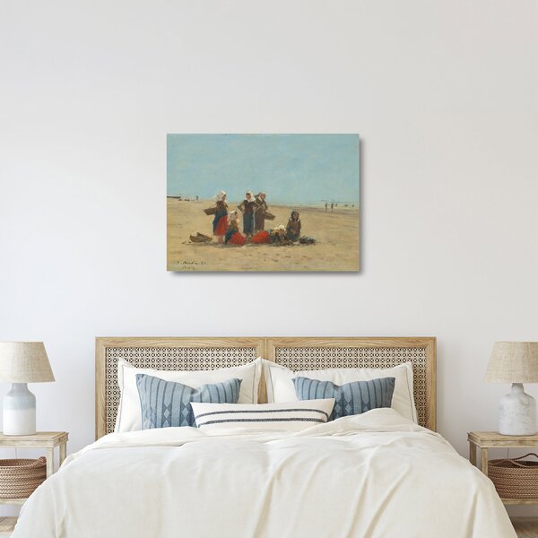 Staklena slika - Eugène Boudin, Women on the Beach at Berck, reprodukcije (70x50 cm)
