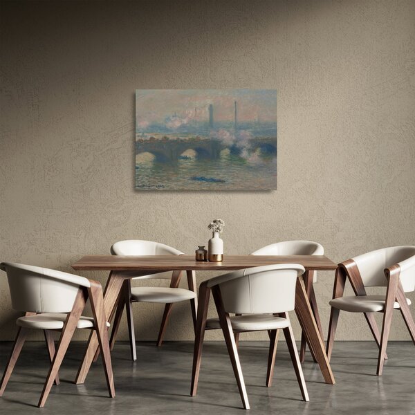 Staklena slika - Claude Monet, Waterloo Bridge, Gray Day, reprodukcije (70x50 cm)