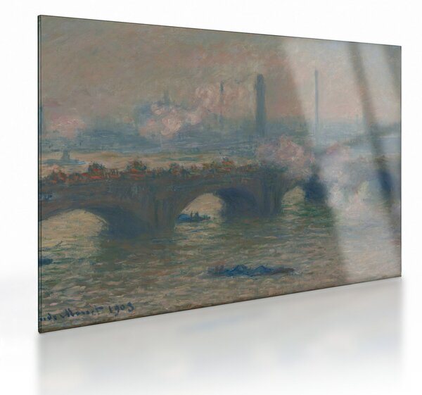 Staklena slika - Claude Monet, Waterloo Bridge, Gray Day, reprodukcije (70x50 cm)