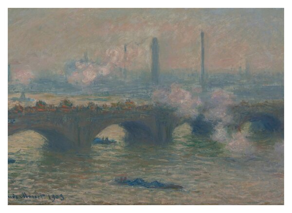 Staklena slika - Claude Monet, Waterloo Bridge, Gray Day, reprodukcije (70x50 cm)