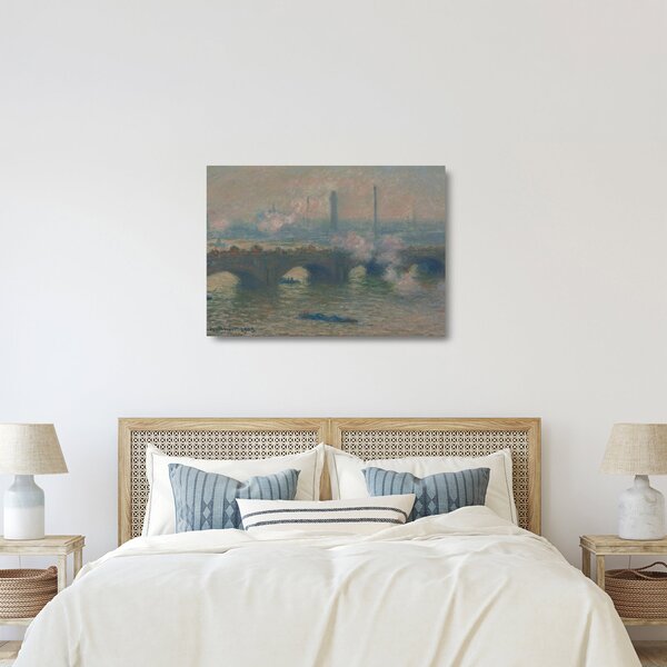 Staklena slika - Claude Monet, Waterloo Bridge, Gray Day, reprodukcije (70x50 cm)