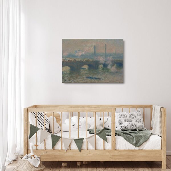 Staklena slika - Claude Monet, Waterloo Bridge, Gray Day, reprodukcije (70x50 cm)