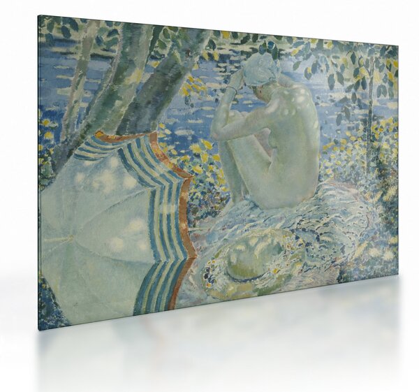 Staklena slika - Frederick Carl Frieseke, On the Bank, reprodukcije (70x50 cm)