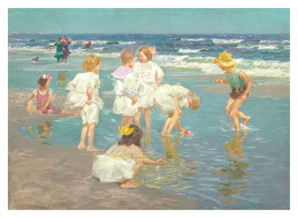 Staklena slika - Edward Henry Potthast, A Holiday, reprodukcije (70x50 cm)