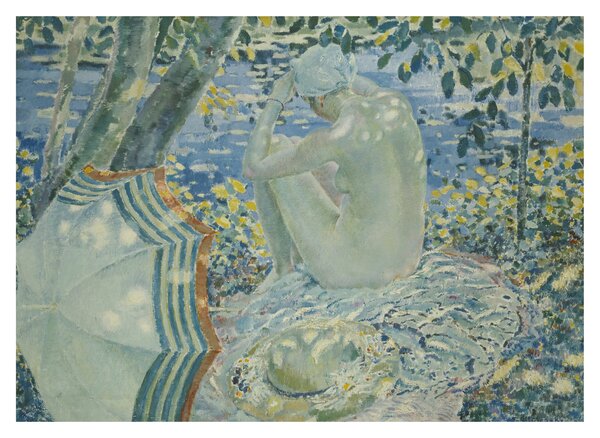Staklena slika - Frederick Carl Frieseke, On the Bank, reprodukcije (70x50 cm)
