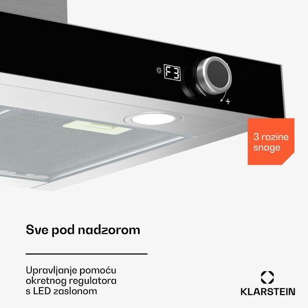 Klarstein AirNova napa, recirkulacija i odvod zraka, energetska učinkovitost A++, 110 W, 620 m³/h