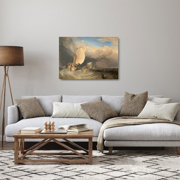 Staklena slika - William Turner, Fishing Boats with Hucksters Bargaining for Fish, reprodukcije (70x50 cm)