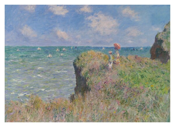 Staklena slika - Claude Monet, Cliff Walk at Pourville, reprodukcije (70x50 cm)