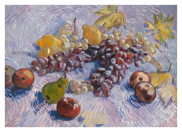 Staklena slika - Vincent van Gogh, Grapes, Lemons, Pears, and Apples, reprodukcije (70x50 cm)
