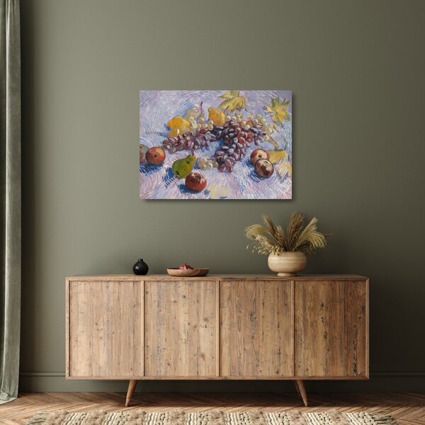 Staklena slika - Vincent van Gogh, Grapes, Lemons, Pears, and Apples, reprodukcije (70x50 cm)