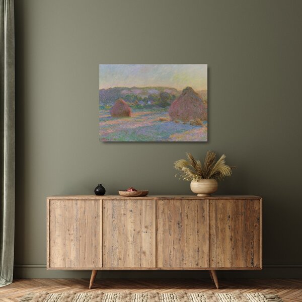 Staklena slika - Claude Monet, Stacks of Wheat (End of Summer) , reprodukcije (70x50 cm)