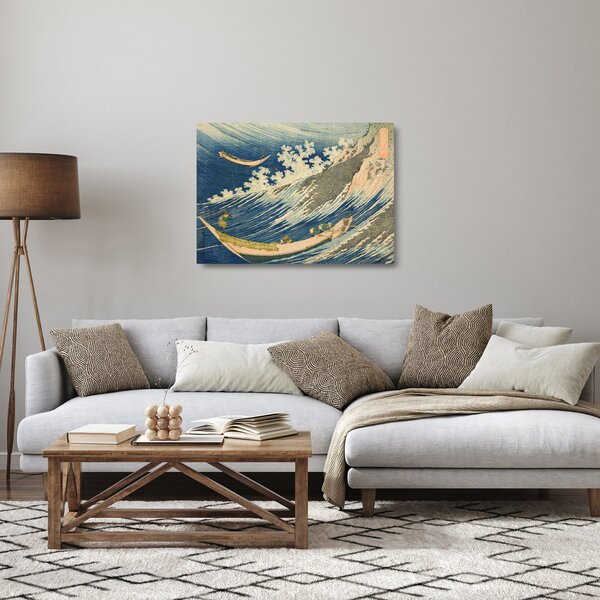 Staklena slika - Katsushika Hokusai, Fishing Boats at Choshi in Shimosa (Soshu Choshi) , reprodukcije (70x50 cm)
