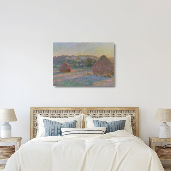 Staklena slika - Claude Monet, Stacks of Wheat (End of Summer) , reprodukcije (70x50 cm)