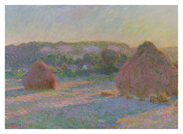 Staklena slika - Claude Monet, Stacks of Wheat (End of Summer) , reprodukcije (70x50 cm)