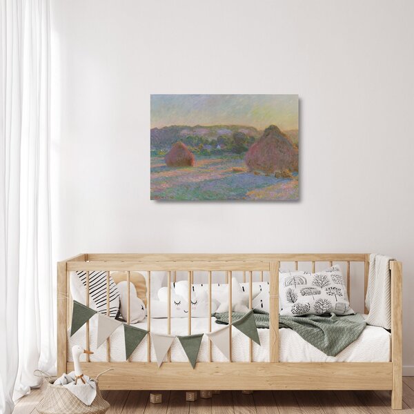 Staklena slika - Claude Monet, Stacks of Wheat (End of Summer) , reprodukcije (70x50 cm)