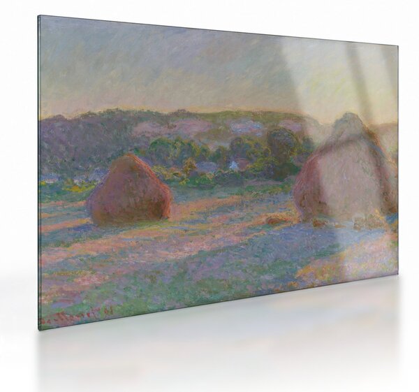 Staklena slika - Claude Monet, Stacks of Wheat (End of Summer) , reprodukcije (70x50 cm)